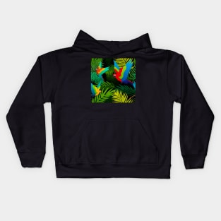 Tropical Parrot Pattern Kids Hoodie